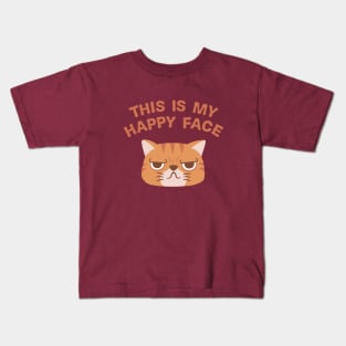 Funny Grumpy This Is My Happy Face Cat Kids T-Shirt